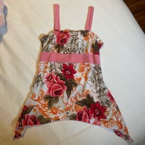 Y2K fairy coquette Teenie Weenie Pink and Orange Floral Camisole